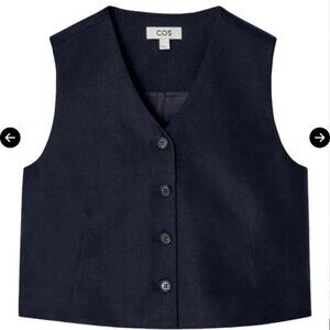 COS cropped linen vest, size 4, color: dark navy